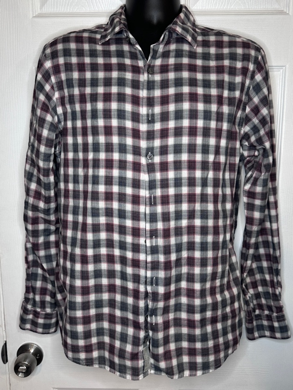Rodd & Gunn Men's Plaid Button-Down Shirt in White, Gray & Burgundy